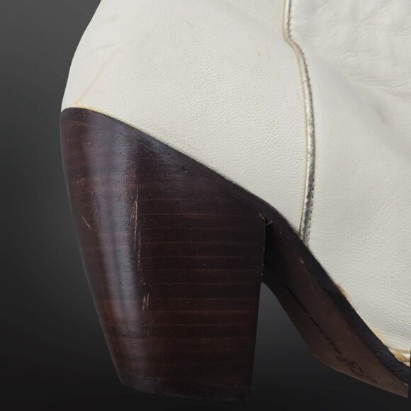 Y2K Miss Sixty Western Ankle Boots Size 40 US 9 Off White Leather Indie Sleaze - Picture 7 of 16